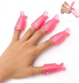 HiMo 10PC Plastic Acrylic Nail Art Soak Off Cap Clip UV Gel Polish Remover Wrap Tool (Pink)